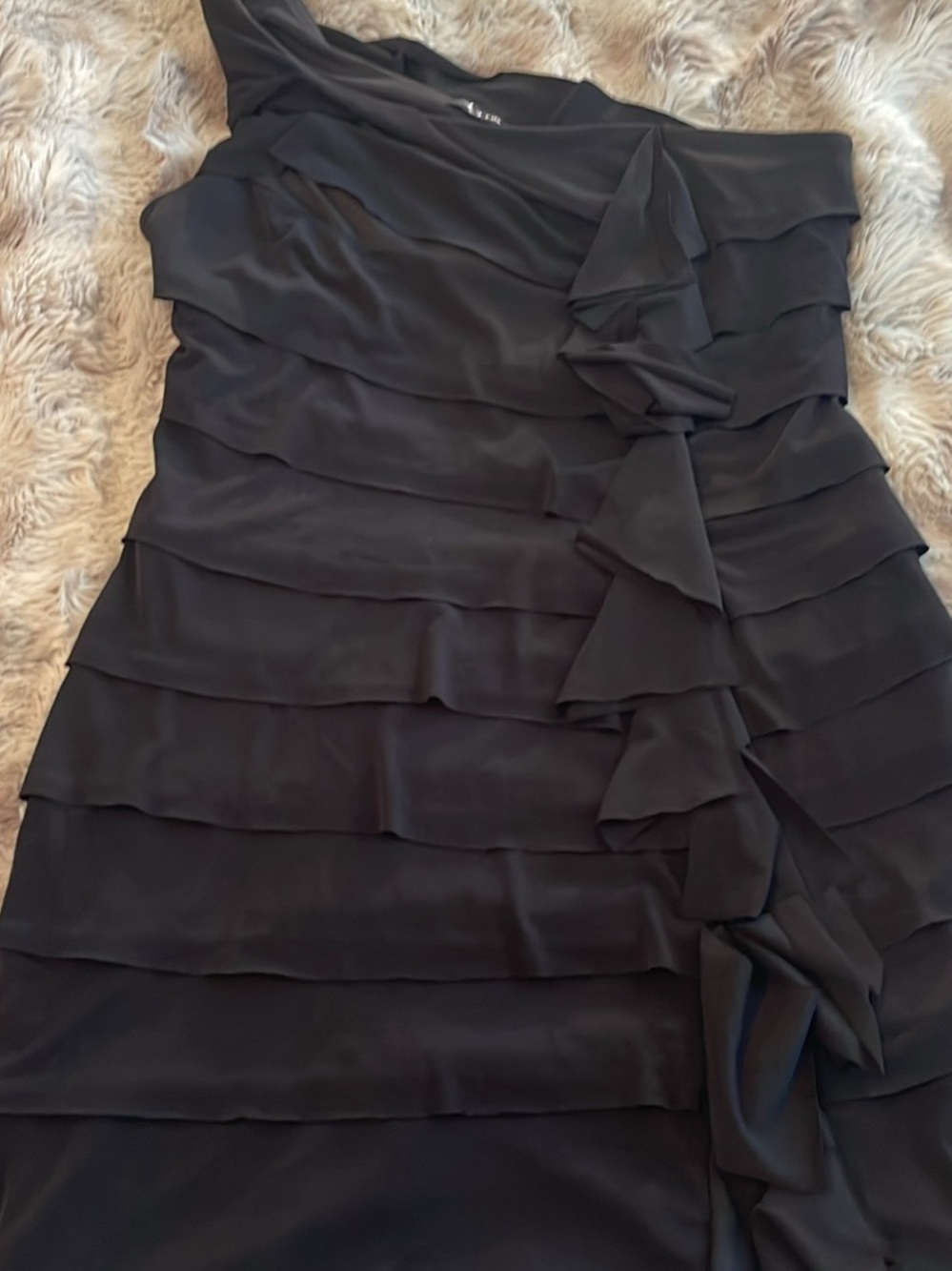 Ruby Rox Black One-Shoulder Layered Ruffle Dress - Picture 5 of 6